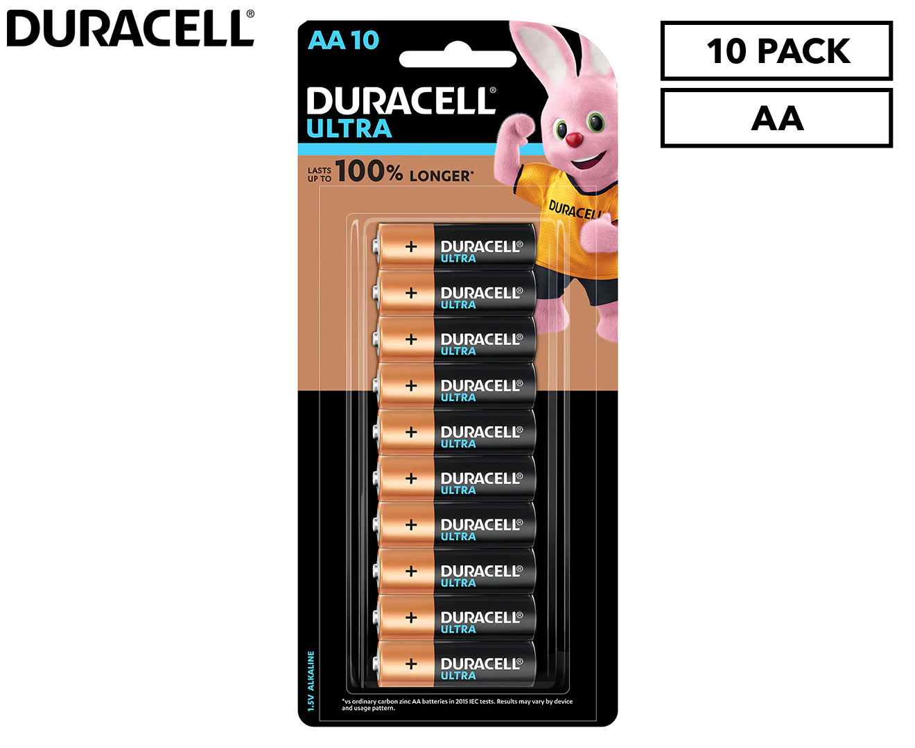 10pc Duracell Ultra AA 1.5V Multi-Purpose Long Lasting Alkaline Batteries