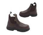 Toddler Boots Grosby Ranch Black Or Brown Leather Pull on Boot Size 4-12 - Brown