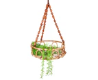 Maine & Crawford 60x35cm Luna Rattan & Bead Hanging Basket Pot - Brown