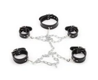 Solid Iron Chain Handcuffs Ankle Cuffs Collar Bondage Kit Fetish Restraint Set BDSM - Red & Black