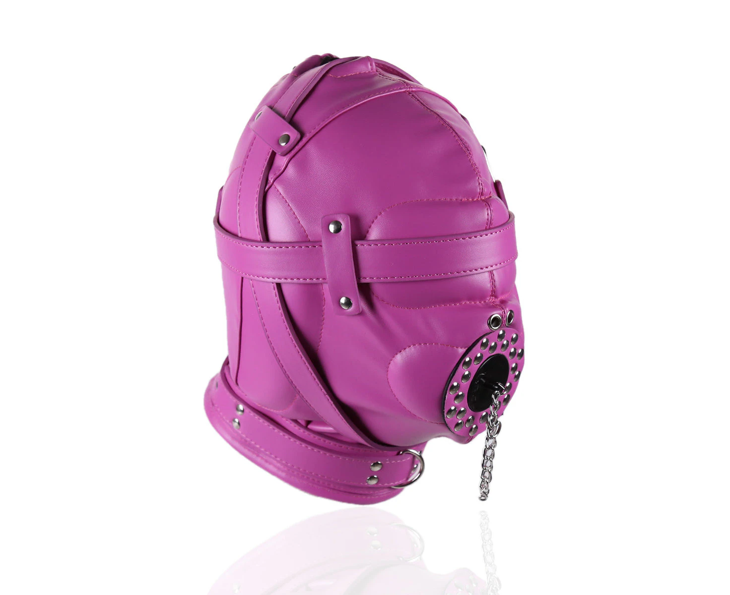 GN Bondage Gimp Hood Blindfold Mouth Cover Gag Ball Fetish Sensory Deprivation Mask - Pink