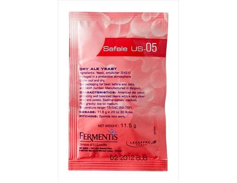 Fermentis Yeasts Safale Us05 West Coast Ale Yeast 11.5G x 2 Packets