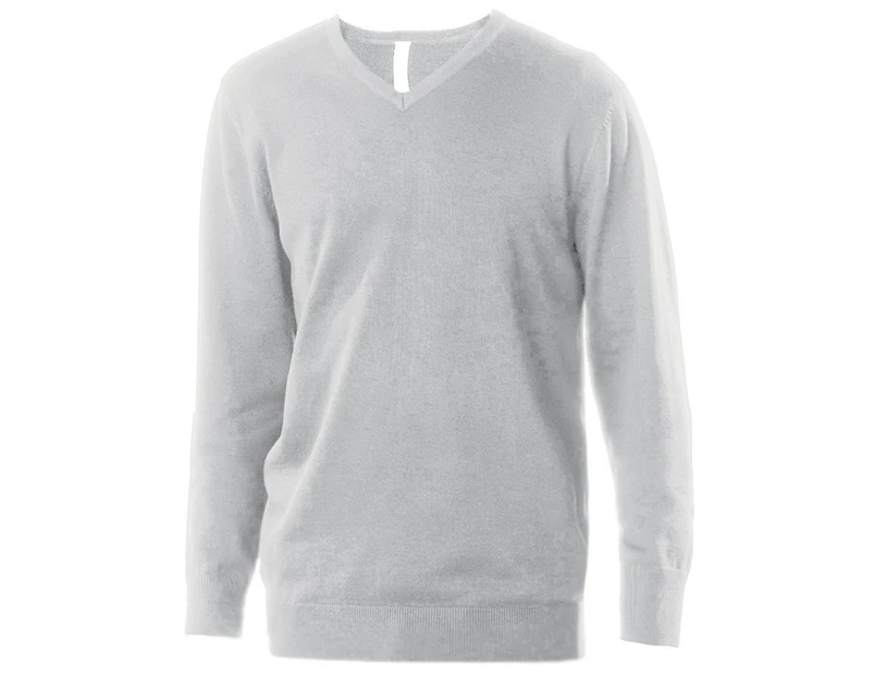 Kariban Mens Cotton Acrylic V Neck Sweater (Grey Melange) - PC3815
