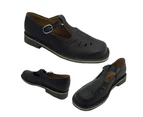 Wilde Jenny T-Bar Standard Fit Leather School Shoes Ladies Sizes Smooth Finish - Black
