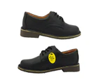 Wilde Janna Wide Fit Leather School Shoes Ladies Sizes Smooth Finish Lace Up - Black