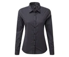 Premier Womens Maxton Check Long Sleeve Shirt (Steel/Black) - PC3908