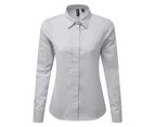 Premier Womens Maxton Check Long Sleeve Shirt (Silver/White) - PC3908