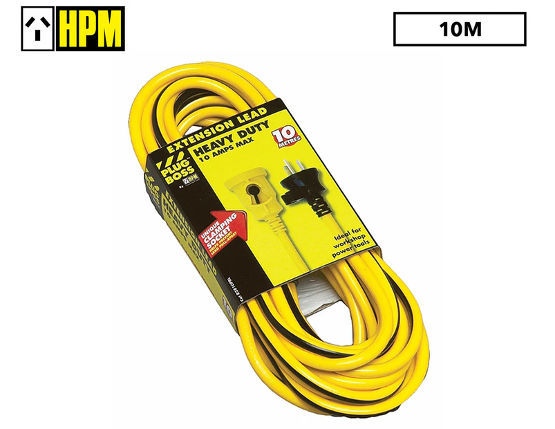 HPM PlugBoss 10m Heavy Duty Extension Lead w/ Locking Socket - Yellow