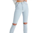 Abrand Women's A High Skinny Ankle Basher Jeans - Baltimore Blue Rip
