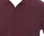 Ben Sherman Men's Basic Script Polo Tee / T-Shirt / Tshirt - Bordeaux