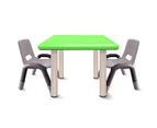 Heavy Duty Plastic Kids Square Table Chairs-Green Table 3pcs