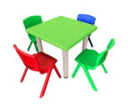 Kid's Adjustable Mixed Square Table with 4 Chairs Set With Green Table