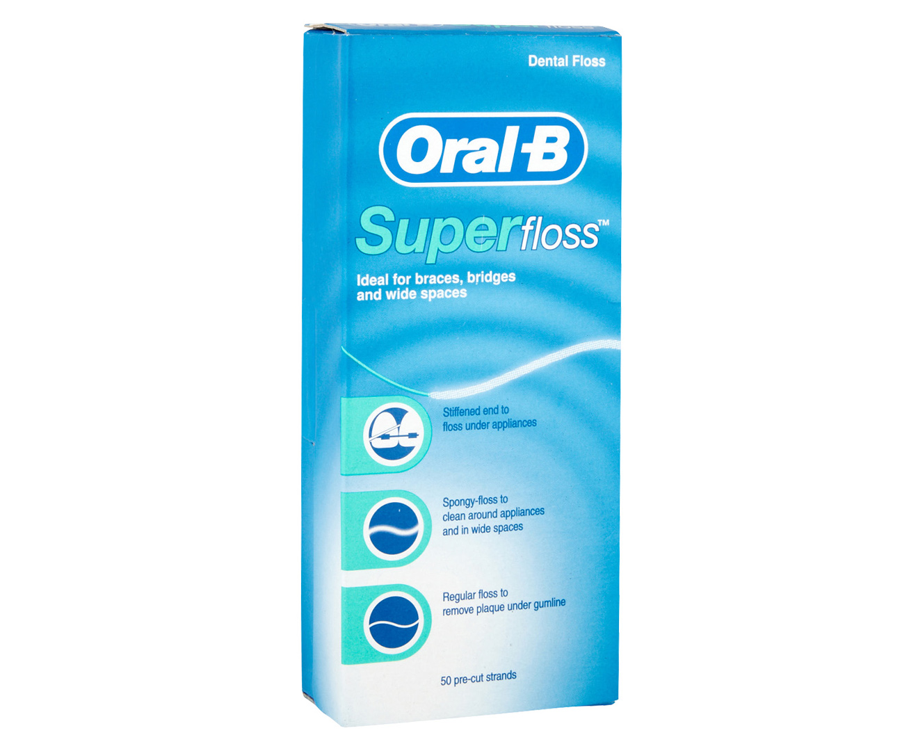 Oral-B Super Floss Pre-Cut Strands, Mint, 50 Count, Pack of 2