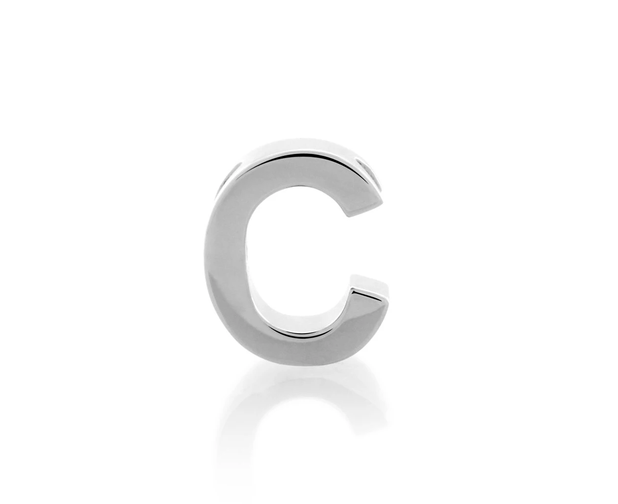 Sterling Silver Petite Block Initial C with 45cm Chain