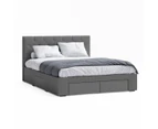 Fabric Storage Bed Frame with 4 Drawers in King, Queen and Double Size (Charcoal)