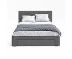 Fabric Storage Bed Frame with 4 Drawers in King, Queen and Double Size (Charcoal)