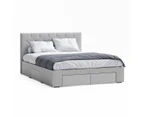 Fabric Storage Bed Frame with 4 Drawers in King, Queen and Double Size (Grey)