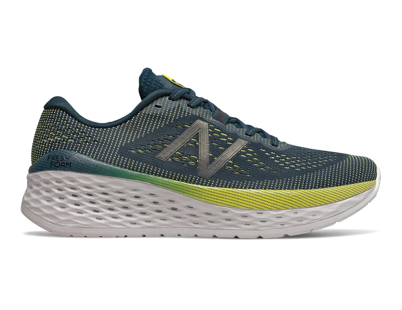 New Balance Men's Fresh Foam More Wide Fit Running Shoes - Supercell/Orion Blue/Yellow
