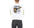 Metallica T Shirt And Justice For All Band Logo Official Mens Long Sleeve - White