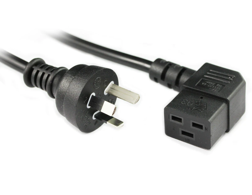 2M Wall to Right Angle C19 Power Cord With 10A Plug