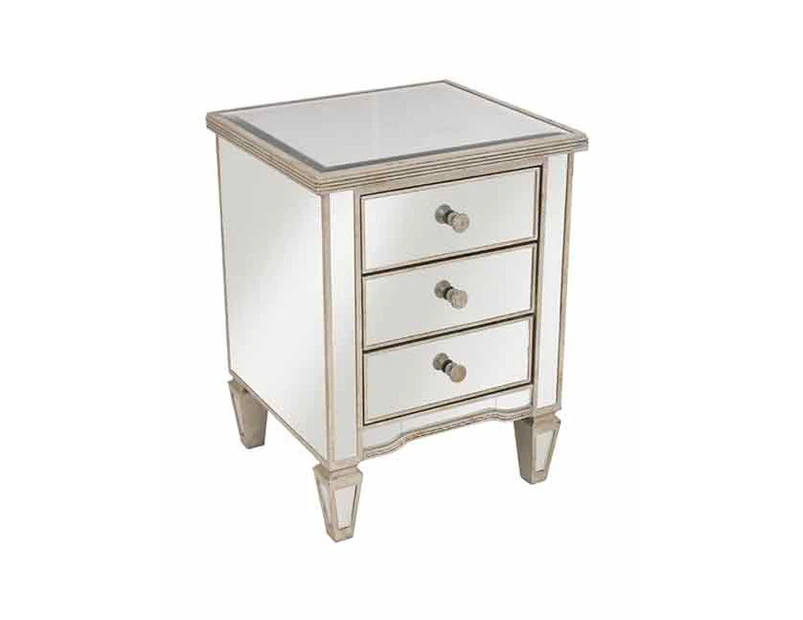 Mirrored Bedside Table Ribbed