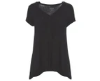 DKNY Women's V-Neck Short Sleeve Pyjama Top - Black