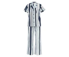 Project REM Women's Wide Stripe Pyjama Set - Sky