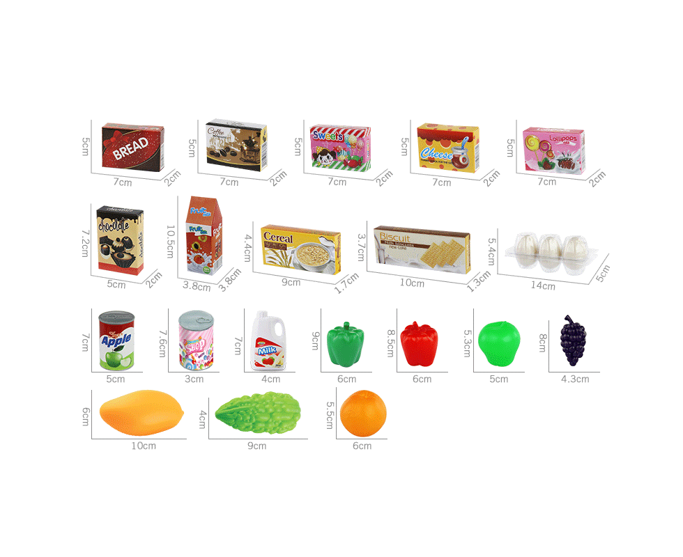 Kids Supermarket Store Food Pretend Role Play Set Cash Shopping Trolley Toys