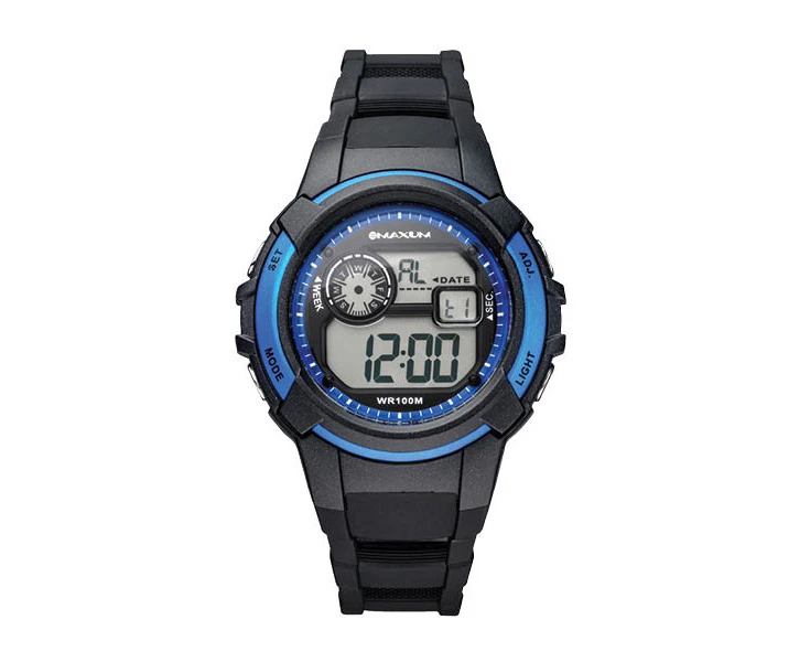 Maxum Button Black Blue Digital Watch - Black