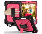 WIWU Rainbow iPad Case Kickstand/Hand+Neck Strap+Pencil Holder For iPad 7 10.2 inch 2019-Black&Hot Pink