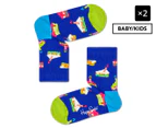 2 x Happy Socks Baby/Kids' Cake Socks - Blue/Green