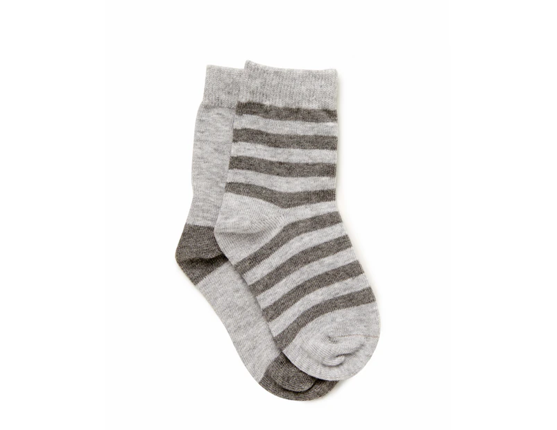 Marquise Boys 2 Pack Knitted Socks Grey Stripe