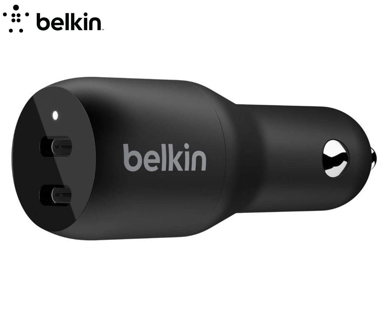 Belkin Dual USB-C 36W Car Charger Adapter for Apple iPhone 11/Samsung S10 Black