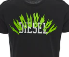 Diesel Men's Industry Tee / T-Shirt / Tshirt - Black/White/Green