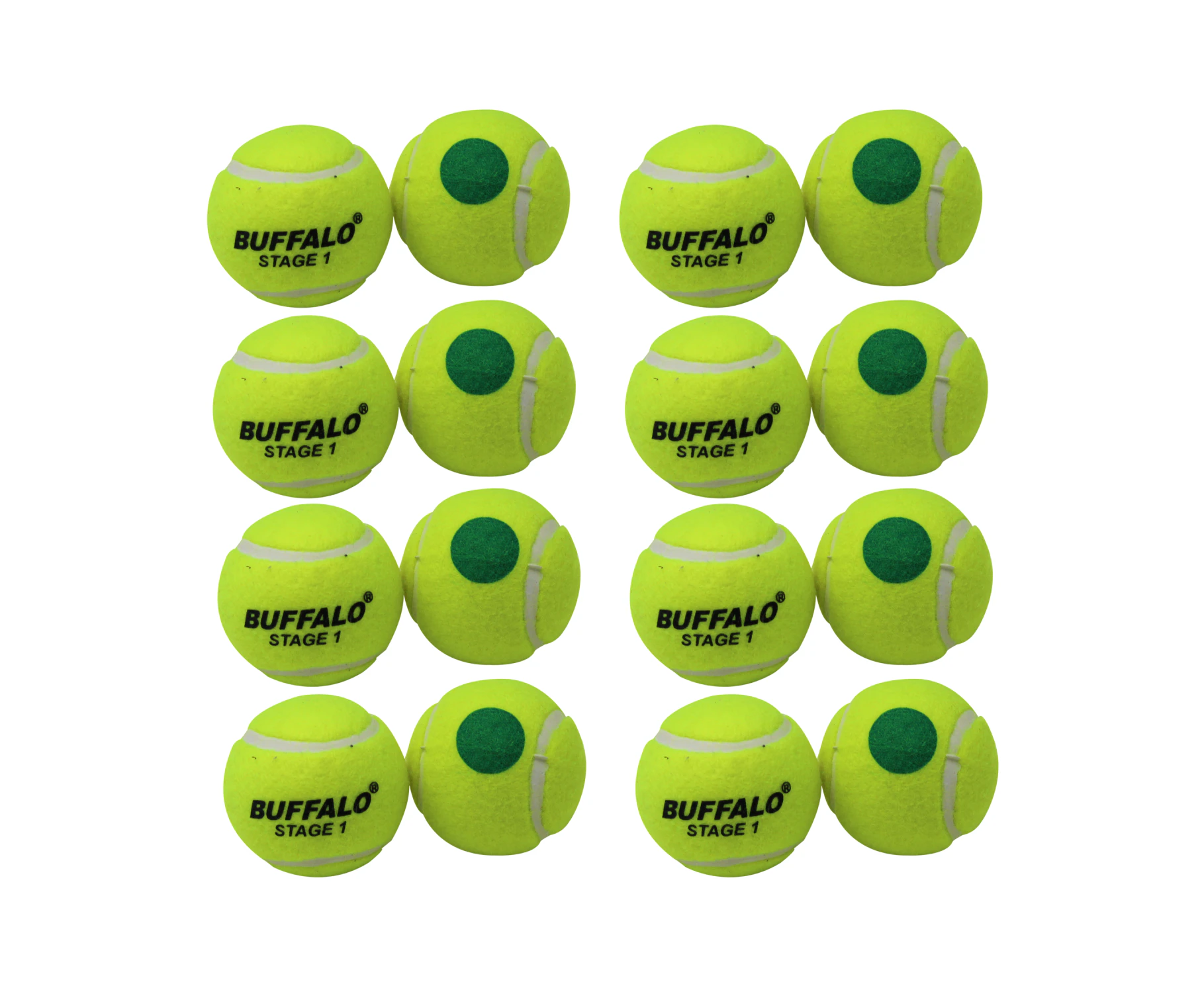 Buffalo Sports Stage 1 Tennis Balls  - Green Dot Pack of 12