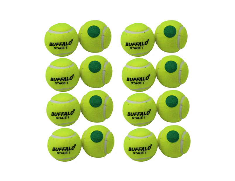 Buffalo Sports Stage 1 Tennis Balls  - Green Dot Pack of 12