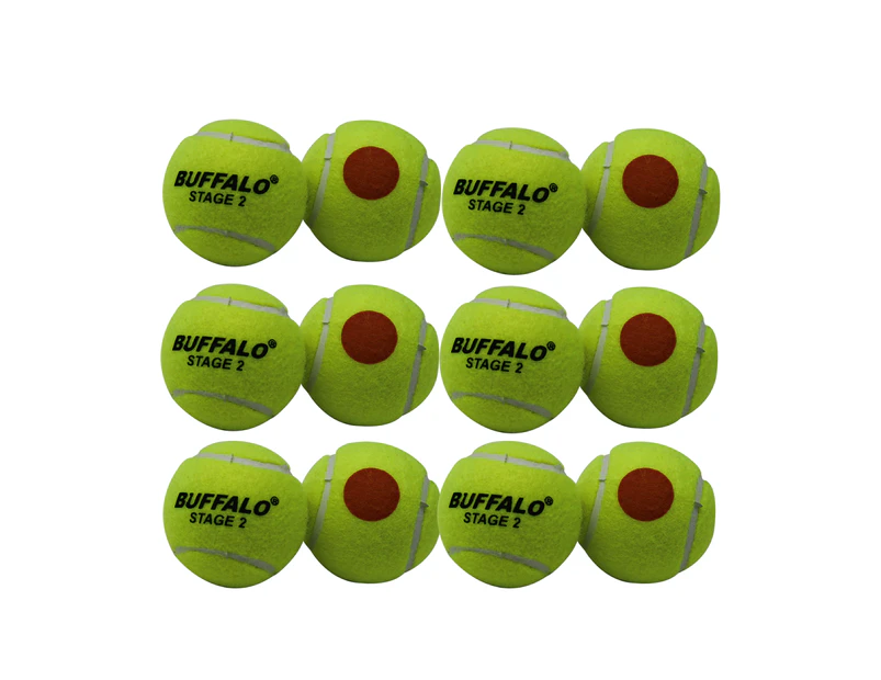 Buffalo Sports Stage 2 Tennis Balls  - Orange Dot Pack of 12