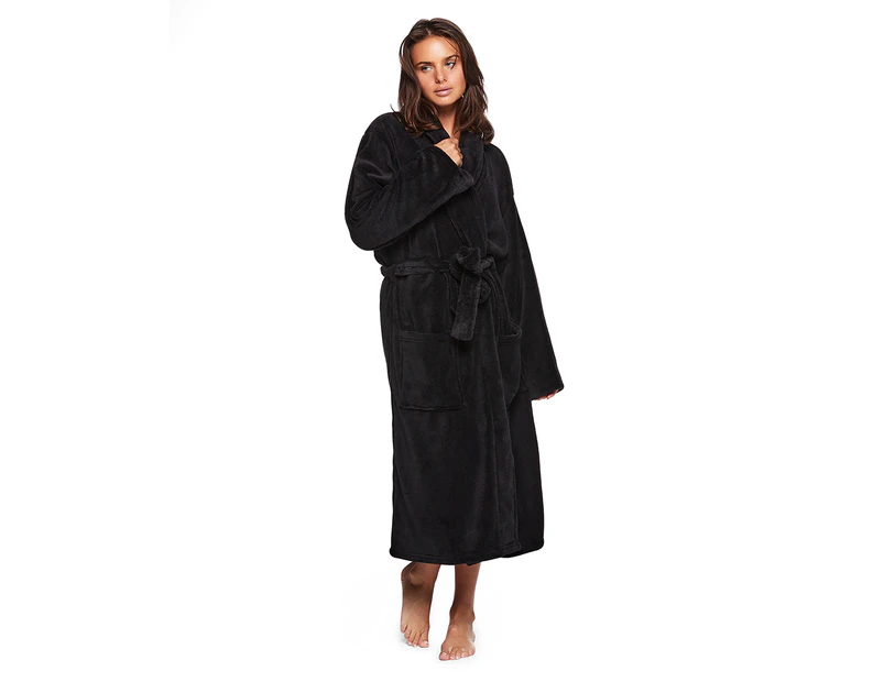 Bambury Women's Microplush Robe - Black