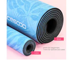 Non Slip Ultra Thin Yoga Mat 1mm Thick Portable Foldable 178x61cm - Ocean Flower