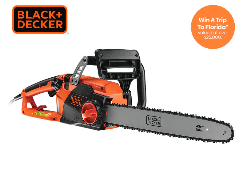 Black & Decker 2200W Corded Chainsaw - Black/Orange 45cm