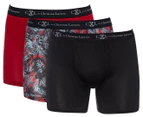 CXL by Christian Lacroix Men's Microfibre Trunks 3-Pack - Black/Red/Multi