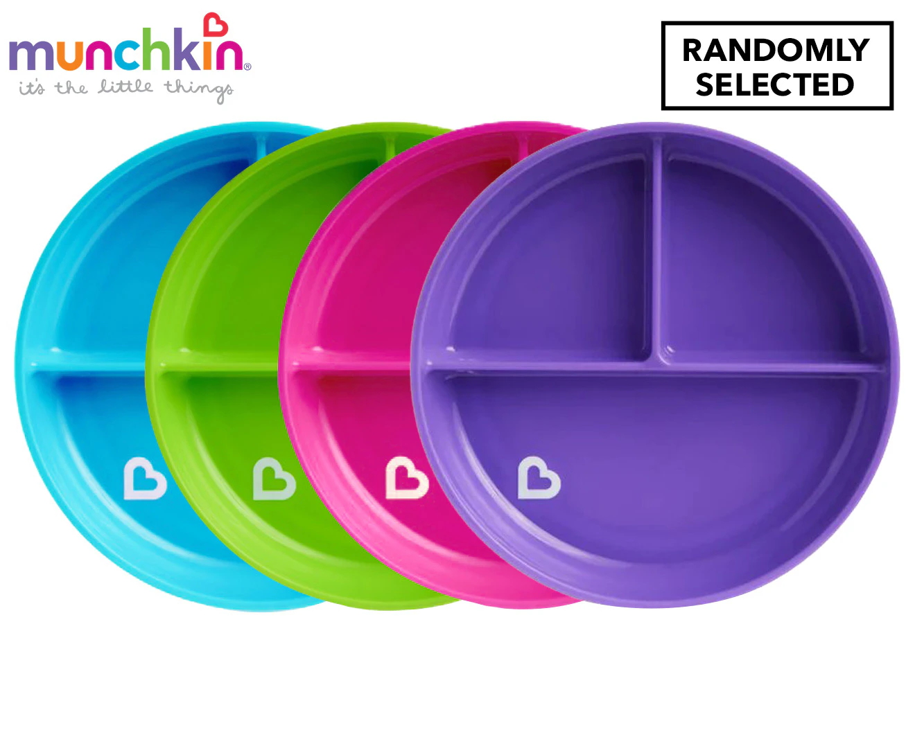 Munchkin 18cm Baby/Toddler Suction Food Divider Plates 6m+ BPA Free Assorted