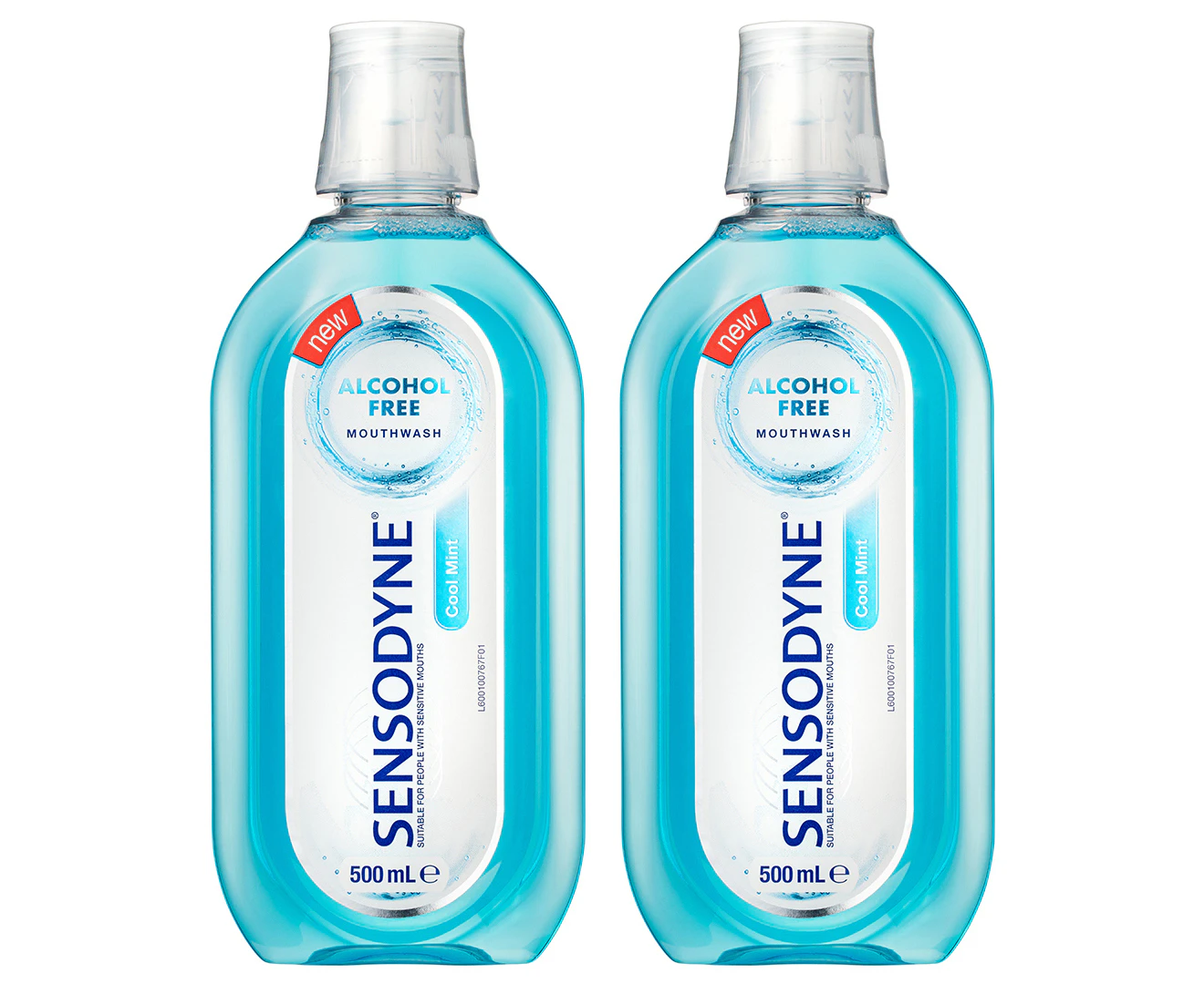 2 x Sensodyne Alcohol-Free Cool Mint Mouthwash 500mL