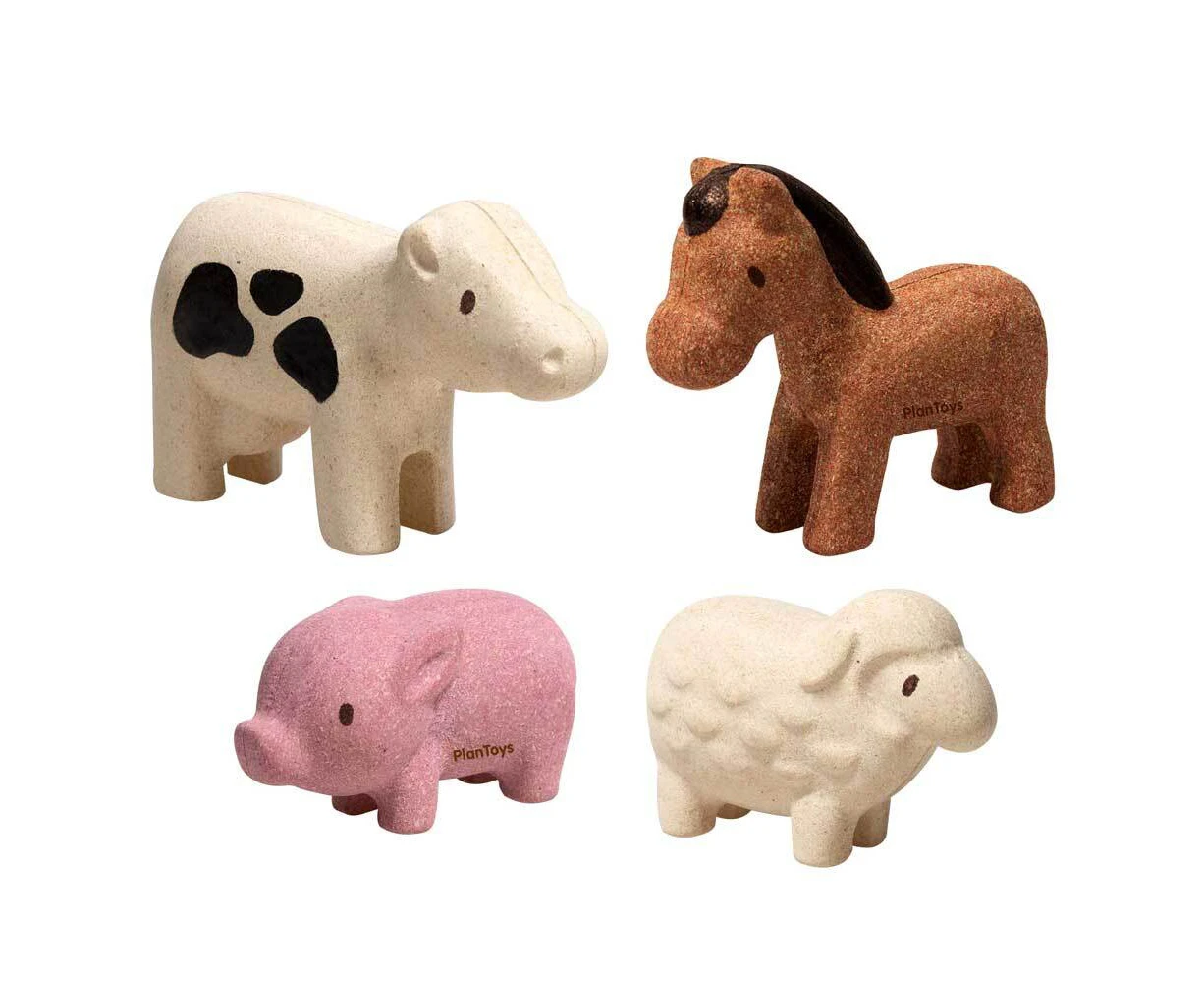 Plan Toys Farm Animals Set Playset Interactive Play Fun Kids/Childrens Toy 12M+