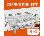WACWAGNER 9L Bain Marie Bow Chafing Dish Set Buffet Pan Food Warmer Stainless Steel