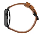 NOMAD Horween Leather Band For Apple Watch 42 / 44 / 45 /49mm- RUSTIC BROWN - Silver