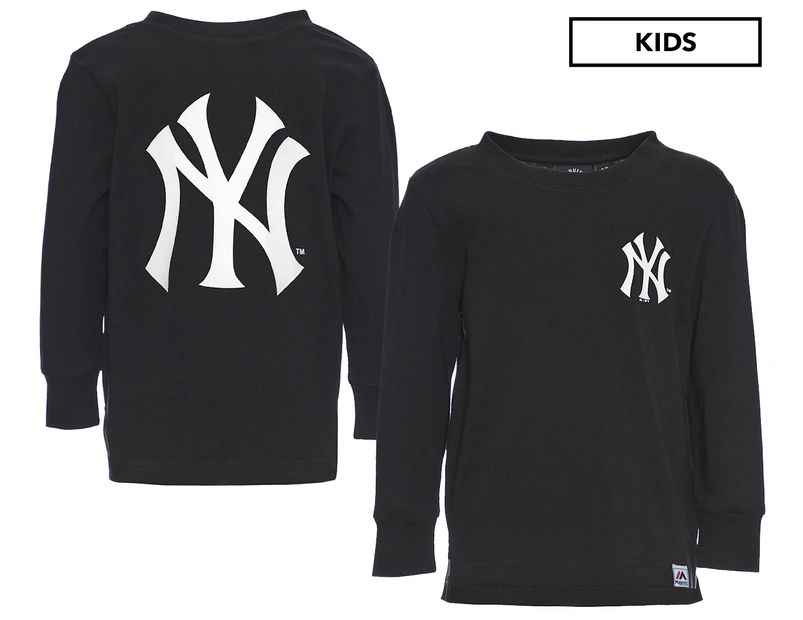 Majestic Athletic Boys' New York Yankees Levare Long Sleeve Tee / T-Shirt / Tshirt - Black