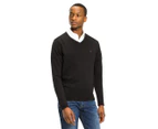 Tommy Hilfiger Men's Cotton Silk V-Neck Knit Sweater - Black