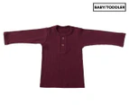 Ponchik Baby/Toddler Long Sleeve Ribbed Henley Top - Mulberry