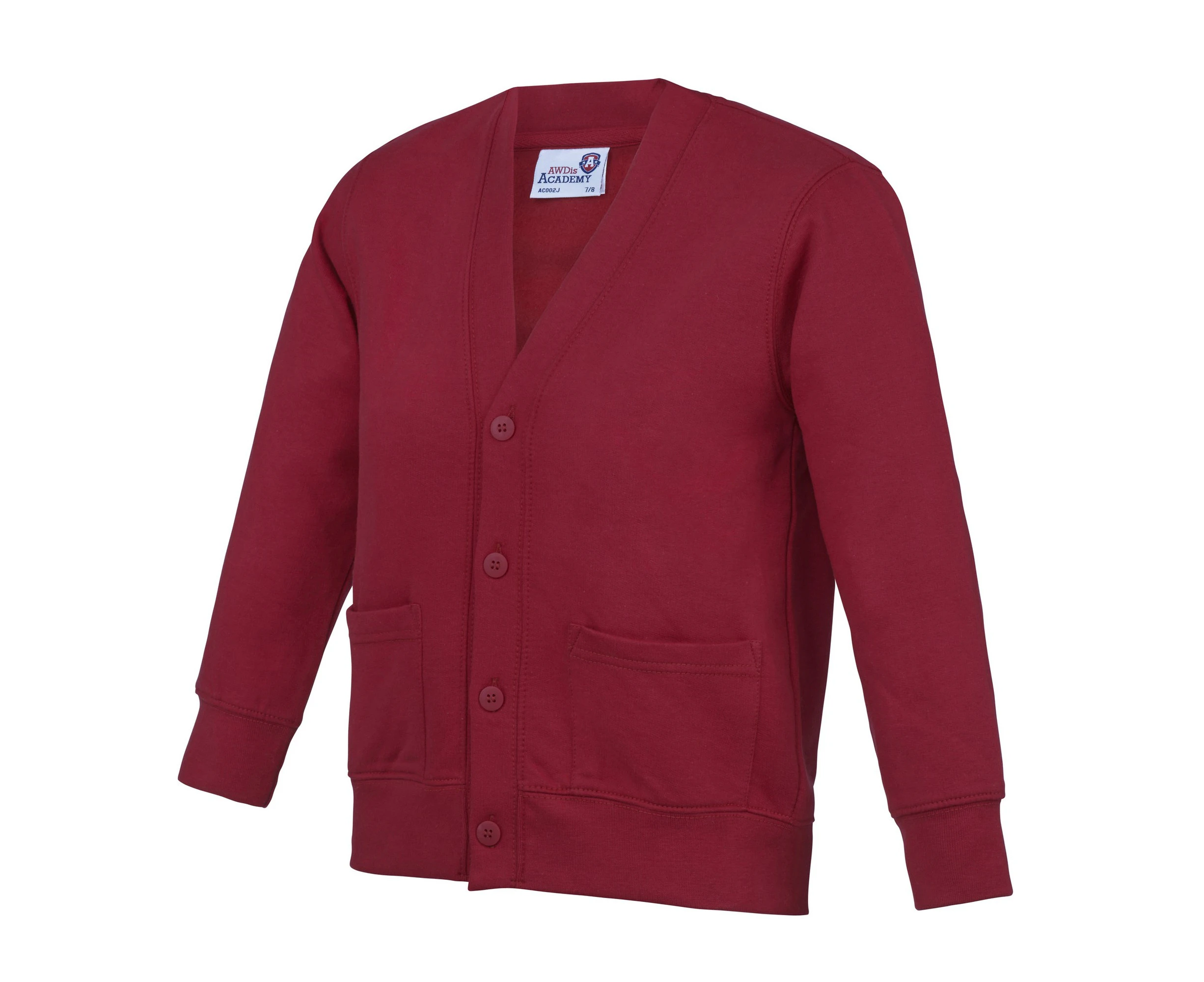 AWDis Academy Childrens/Kids Button Up School Cardigan (Burgundy) - RW3920